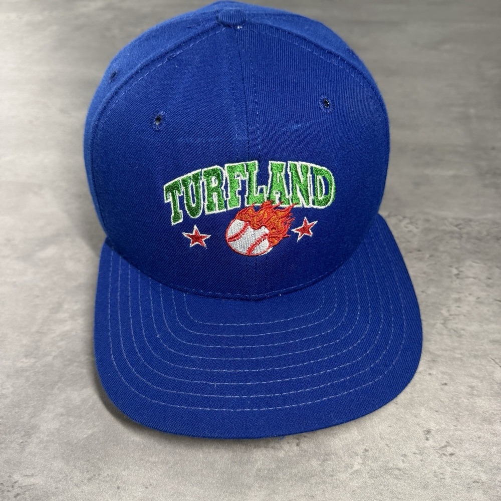 Vintage‎ 70s 80s New Era Baseball Snapback Hat Blue Flame Fire Pitching Cap USA